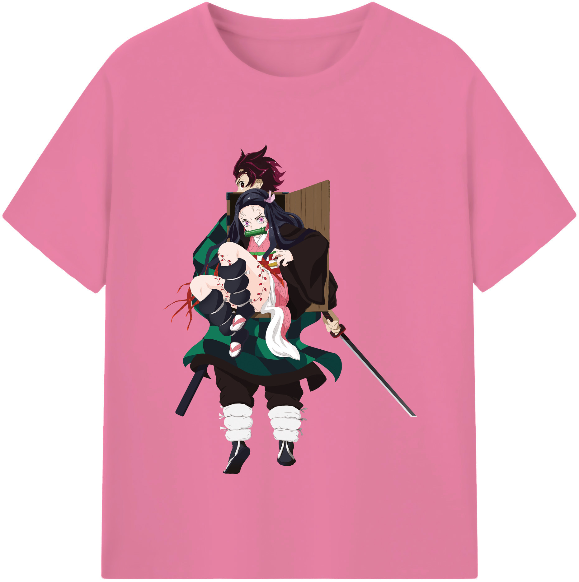 （画像用） 鬼滅の刃（きめつのやいば）竈門 禰󠄀豆子／かまど ねずこ Kamado Nezuko 綿100％半袖Tシャツ（フロントプリント）